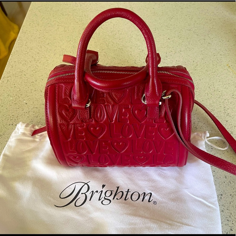 Brighton red leather heart bag